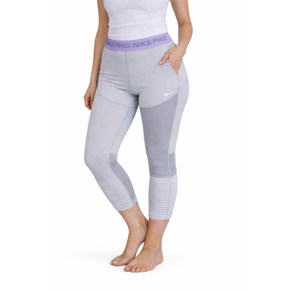 Nike Light Gray and Lavender Performance Leggings